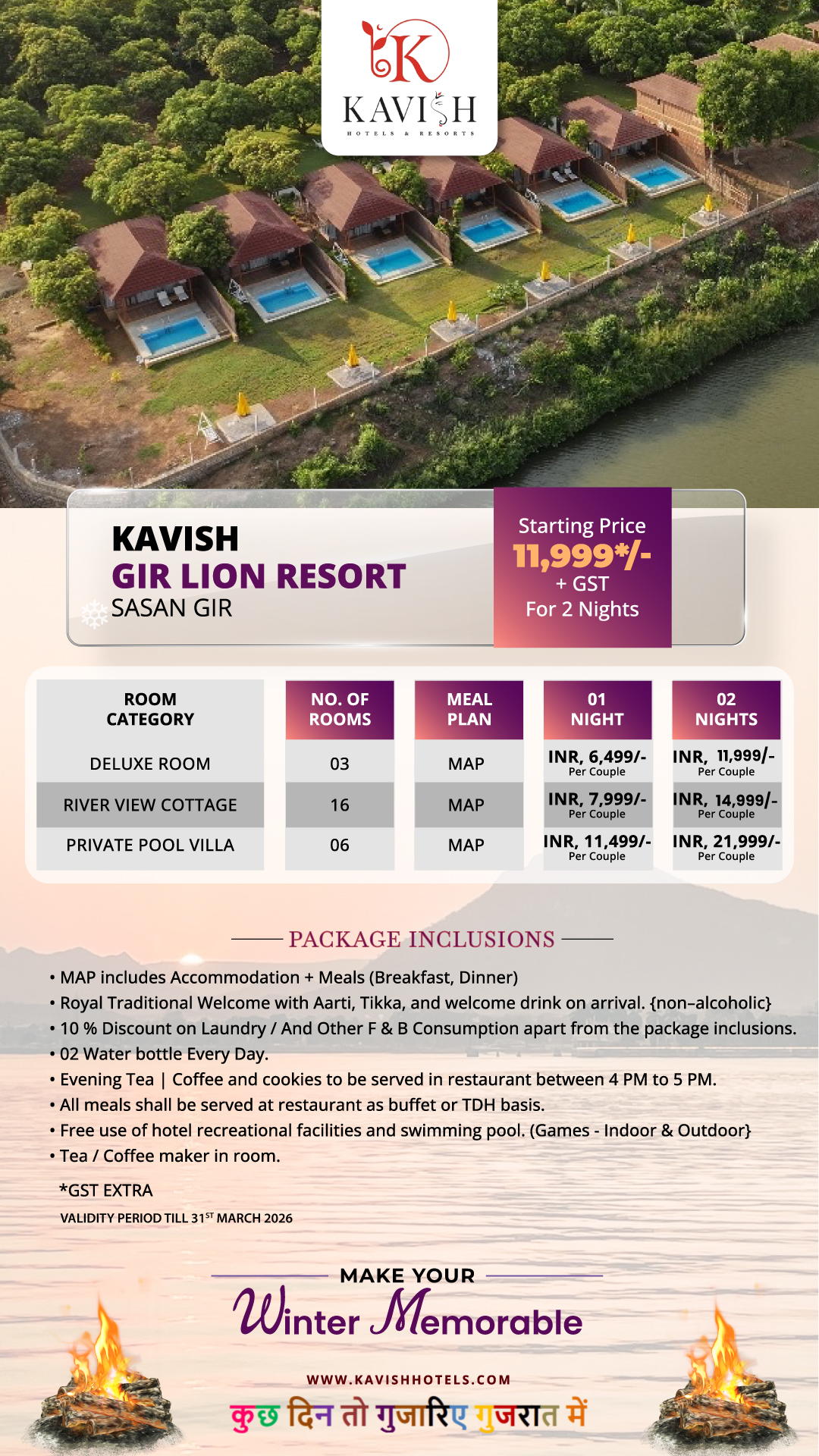 Kavish Sasan Gir Winter Package