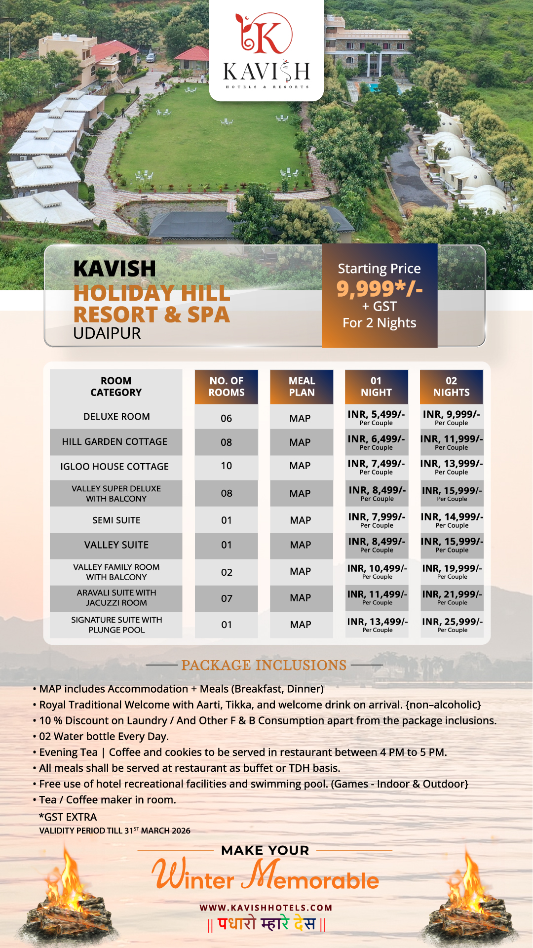 Kavish Holiday Hill Resort Winter Package
